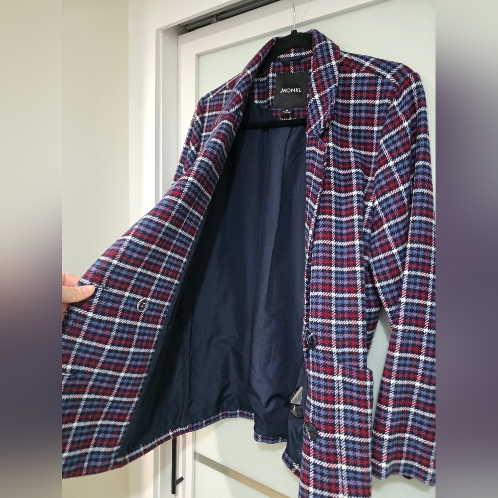 NWOT Monki Double Breasted Plaid Blazer Sz M - Picture 10 of 16